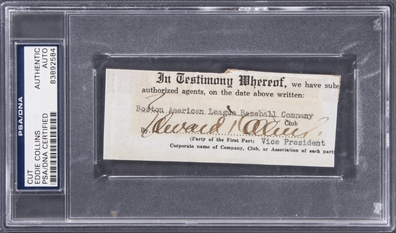 Eddie Collins Signed Cut From Boston Red Sox Document (PSA/DNA)